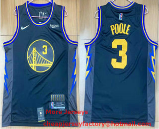 Men's Golden State Warriors #3 Jordan Poole Black Diamond 2022 City Edition Swingman Stitched Jersey With Sponsor Logo
