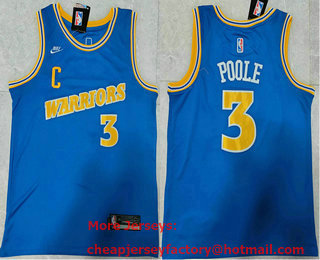 Men's Golden State Warriors #3 Jordan Poole Blue Classic 2022 Icon Swingman Jersey