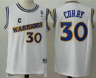 Men's Golden State Warriors #30 Stephen Curry 1988-89 White Hardwood Classics Soul Swingman Throwback Jersey