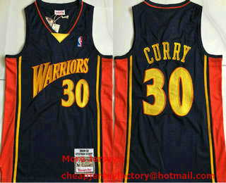 Men's Golden State Warriors #30 Stephen Curry 2009-10 Navy Blue Hardwood Classics Soul AU Throwback Jersey