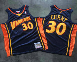 Men's Golden State Warriors #30 Stephen Curry 2009-10 Navy Blue Hardwood Classics Soul AU Throwback Jersey