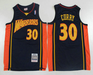 Men's Golden State Warriors #30 Stephen Curry 2009-10 Navy Blue Hardwood Classics Soul Swingman Throwback Jersey