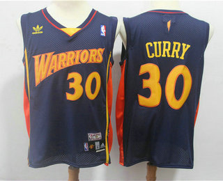 Men's Golden State Warriors #30 Stephen Curry 2009-10 Navy Blue Hardwood Classics Soul Swingman Throwback Jersey