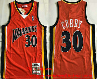 Men's Golden State Warriors #30 Stephen Curry 2009-10 Orange Hardwood Classics Soul AU Throwback Jersey