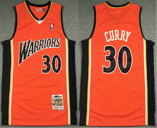 Men's Golden State Warriors #30 Stephen Curry 2009-10 Orange Hardwood Classics Soul Swingman Throwback Jersey