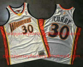 Men's Golden State Warriors #30 Stephen Curry 2009-10 White Hardwood Classics Soul AU Throwback Jersey