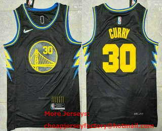 Men's Golden State Warriors #30 Stephen Curry Black City Diamond 75th Icon Swingman Jersey