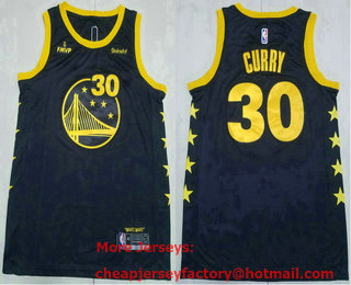 Men's Golden State Warriors #30 Stephen Curry Black FMVP Swingman Jersey