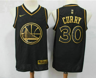 Men's Golden State Warriors #30 Stephen Curry Black Golden Edition Nike Swingman Jersey