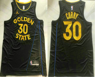 Men's Golden State Warriors #30 Stephen Curry Black Grey 2024 City Edition AU Stitched Jersey