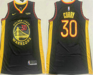 Men's Golden State Warriors #30 Stephen Curry Black Sponsor Swingman Jersey