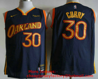 Men's Golden State Warriors #30 Stephen Curry Black NEW 2021 Nike City Edition Stitched Jersey With Sponsor Logo