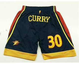 Men's Golden State Warriors #30 Stephen Curry Black Swingman Shorts 001
