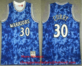 Men's Golden State Warriors #30 Stephen Curry Blue Camo Hardwood Classics Soul Swingman Throwback Jersey