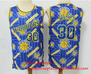 Men's Golden State Warriors #30 Stephen Curry Blue Tear Up Pack Mitchell & Ness Swingman Jeresy