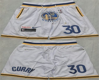 Men's Golden State Warriors #30 Stephen Curry White Shorts