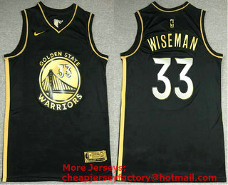 Men's Golden State Warriors #33 James Wiseman NEW 2020 Black Golden Edition Nike Swingman Jersey
