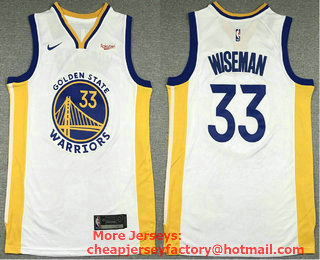 Men's Golden State Warriors #33 James Wiseman White 2019 Nike Swingman NEW Rakuten Logo Stitched NBA Jersey
