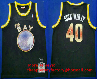 Men's Golden State Warriors #40 Sick Wid It  E-40 X Limited Edition Black Jersey