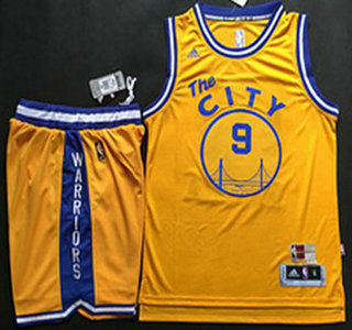 Men's Golden State Warriors #9 Andre Iguodala Revolution 30 Swingman 2015-16 Retro Gold Jersey Short Suits