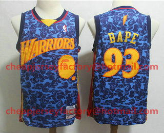 Men's Golden State Warriors #93 Bape Blue Hardwood Classics Soul Swingman Throwback Jersey