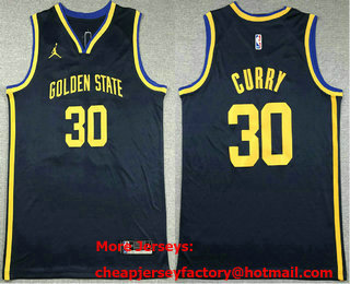 Men's Golden State Warriors 30 Stephen Curry Navy Blue Statement Edition Stitched Jersey