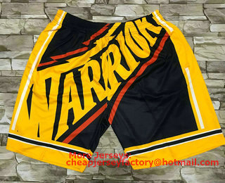 Men's Golden State Warriors Black Big Face Mitchell Ness Hardwood Classics Soul Swingman Throwback Shorts