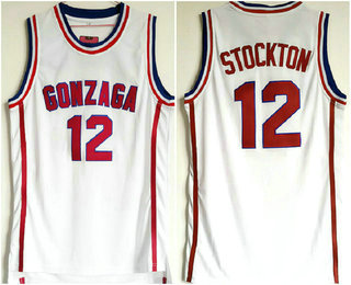 Men's Gonzaga Bulldogs #12 John Stockton White College Basketball Retro Swingman Stitched NCAA Jersey