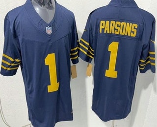 Men's Green Bay Packers #1 Micah Parsons Limited Navy FUSE Vapor Jersey