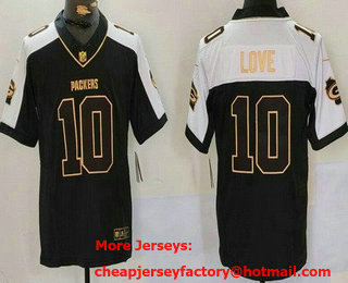 Men's Green Bay Packers #10 Jordan Love Limited Black Gold Thanksgiving FUSE Vapor Jersey