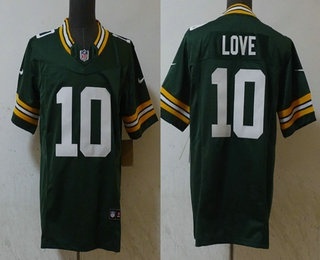 Men's Green Bay Packers #10 Jordan Love Limited Green FUSE Vapor Stitched Jersey
