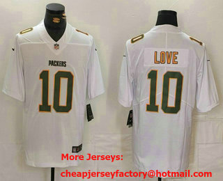 Men's Green Bay Packers #10 Jordan Love White Fashion Vapor Limited Stitched Jersey