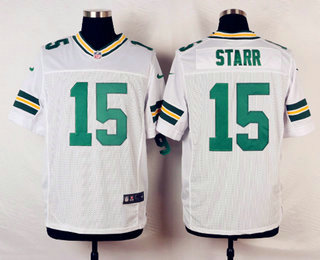 Men's Green Bay Packers #15 Bart Starr White Road NFL Nike Elite Jersey