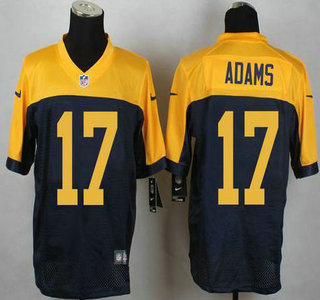 Men's Green Bay Packers #17 Davante Adams Navy Blue With Gold NFL Nike Elite Jersey