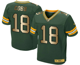 Men's Green Bay Packers #18 Randall Cobb Green With Gold Stitched NFL Nike Elite Jersey