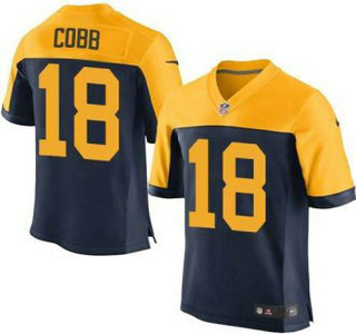 Men's Green Bay Packers #18 Randall Cobb Navy Blue With Gold NFL Nike Elite Jersey