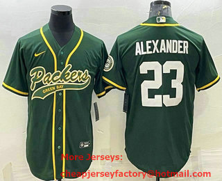 Men's Green Bay Packers #23 Jaire Alexander Green With Patch Cool Base Stitched Baseball Jersey