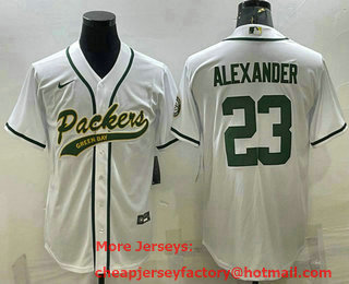 Men's Green Bay Packers #23 Jaire Alexander White With Patch Cool Base Stitched Baseball Jersey