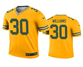 Men's Green Bay Packers #30 Jamaal Williams Gold Inverted Legend Jersey