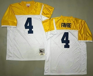 Men's Green Bay Packers #4 Brett Favre White Yellow 1994 Throwback Jersey