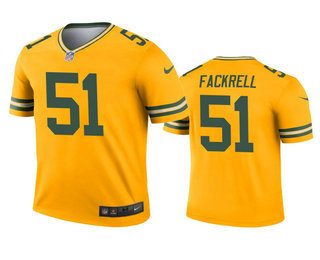 Men's Green Bay Packers #51 Kyler Fackrell Gold Inverted Legend Jersey