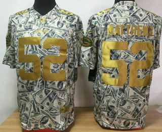 Men's Green Bay Packers #52 Clay Matthews Dollars Fashion Nike Elite Jersey