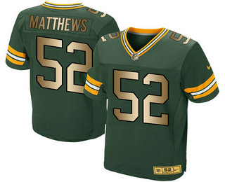 Men's Green Bay Packers #52 Clay Matthews Green Gold Printed NFL Fashion Collection Pro Line Jersey