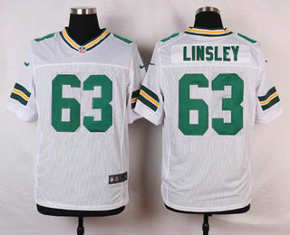 Men's Green Bay Packers #63 Corey Linsley White Road NFL Nike Elite Jersey