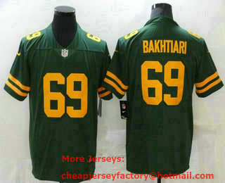 Men's Green Bay Packers #69 David Bakhtiari Green Yellow 2021 Vapor Untouchable Stitched NFL Nike Limited Jersey