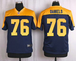 Men's Green Bay Packers #76 Mike Daniels Navy Blue Gold Alternate NFL Nike Elite Jersey