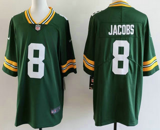 Men's Green Bay Packers #8 Josh Jacobs Limited Green Vapor Jersey