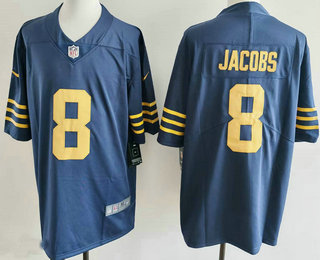 Men's Green Bay Packers #8 Josh Jacobs Limited Navy Vapor Jersey