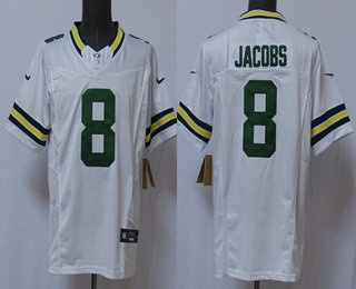 Men's Green Bay Packers #8 Josh Jacobs Limited White FUSE Vapor Stitched Jersey