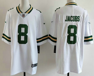 Men's Green Bay Packers #8 Josh Jacobs Limited White Vapor Jersey
